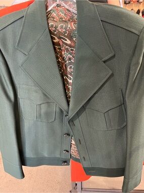 Vintage 1960 Roos Atkins cropped blazer Women’s SM/Med. Army Green and Paisley